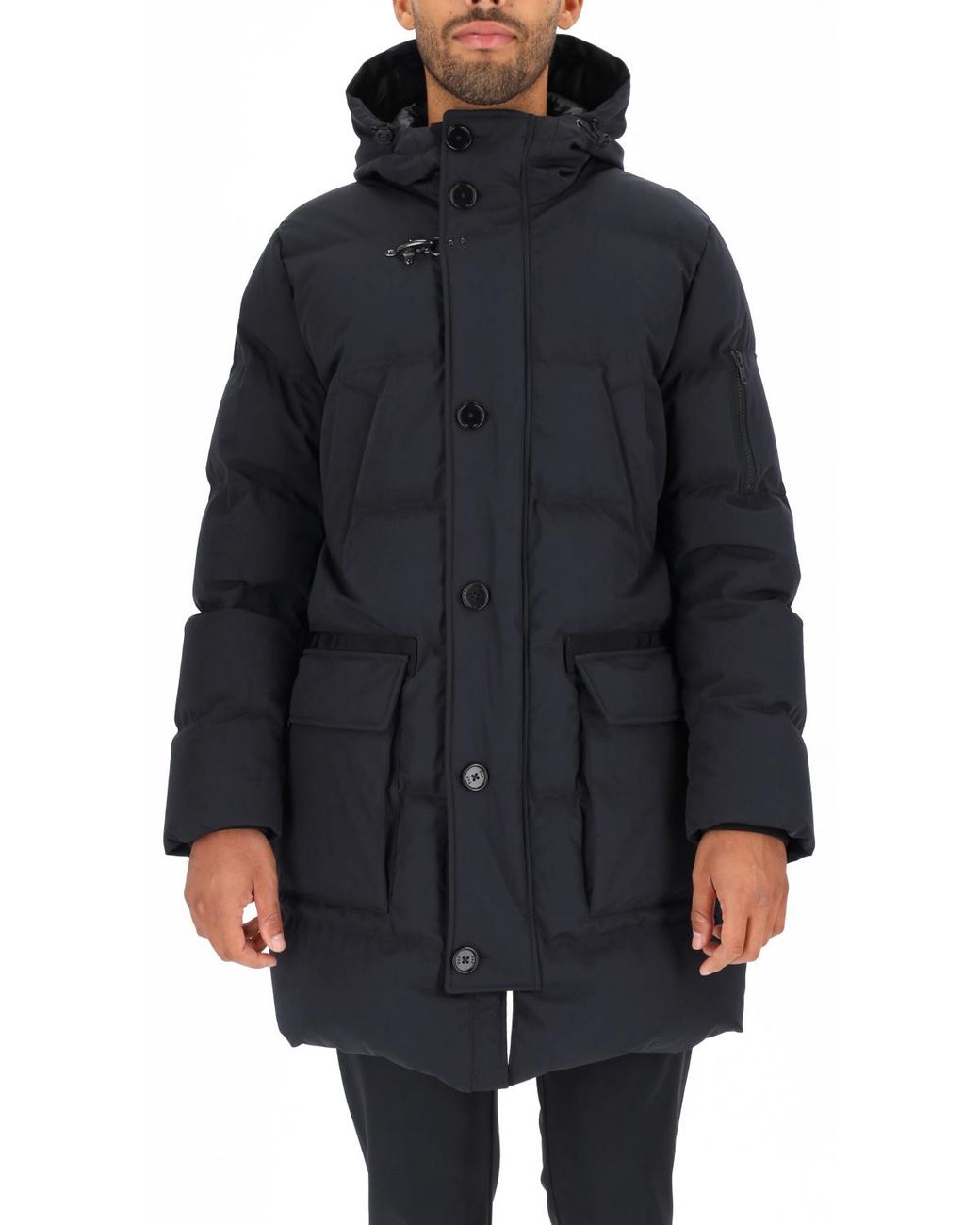 Fay Blue Quilted Parka Coat for men