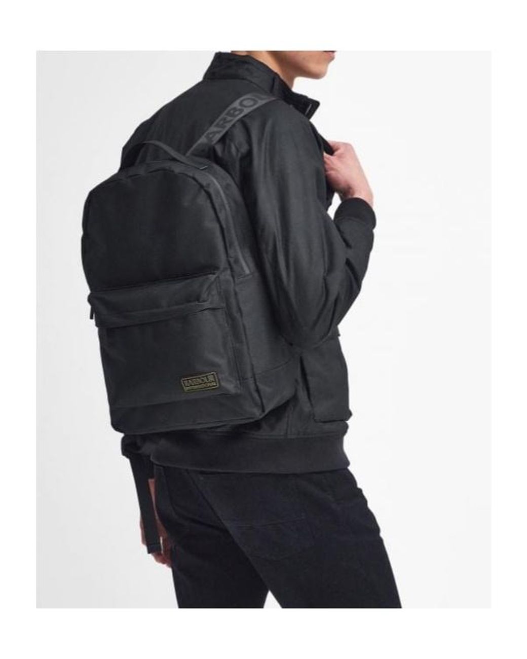 Barbour Black Logo Backpack for men