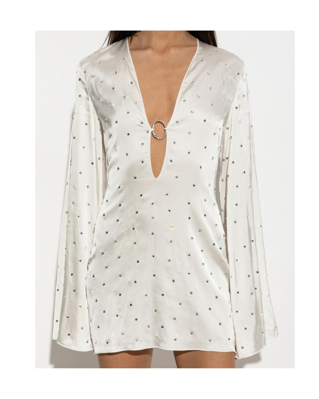 Oseree White Oséree Crystal-Embellished Mini Dress