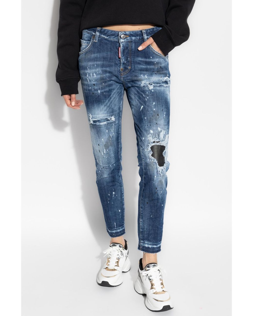 DSquared² Blue Distressed Skinny Jeans