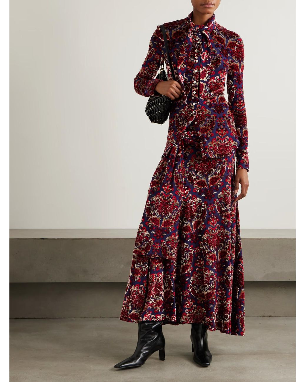 Rabanne Red Flocked-Pattern Shirt
