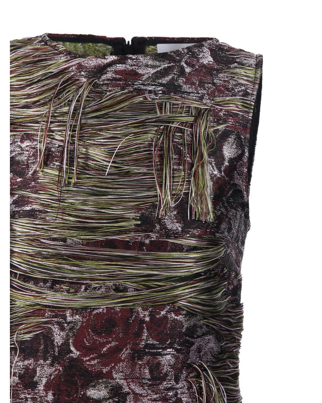 Ganni Black Tapestry Fringed Mini Dress