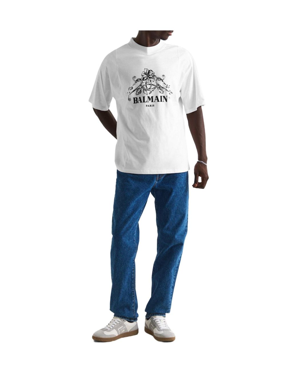 Balmain White Simple T-Shirt for men