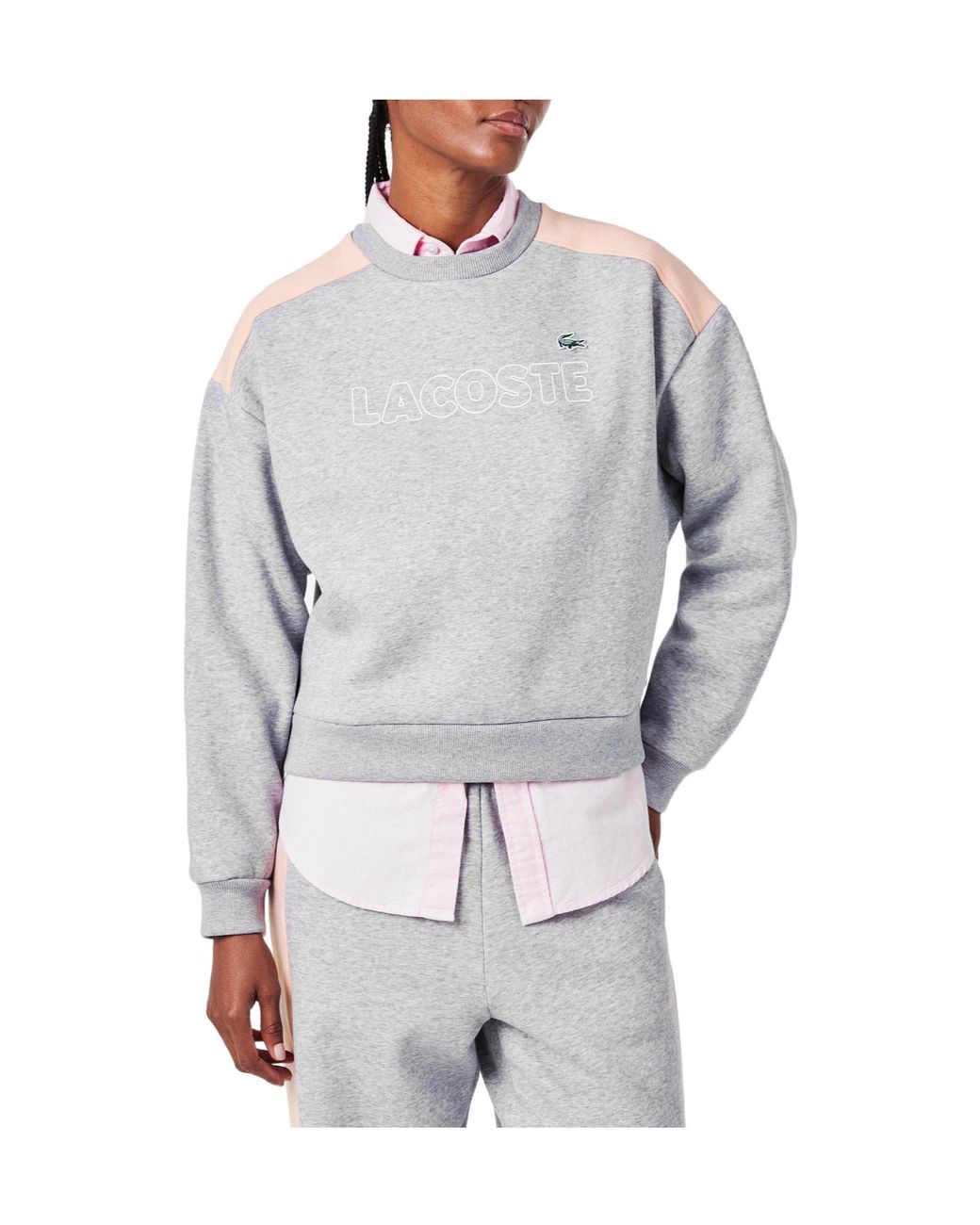 Lacoste Gray Cropped Crewneck Sweatshirt