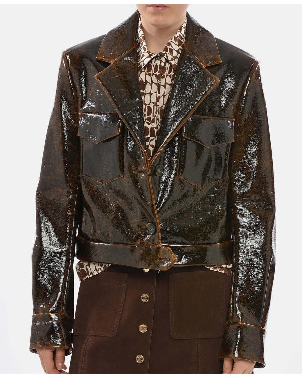 Max Mara Brown Macro Cropped Jacket