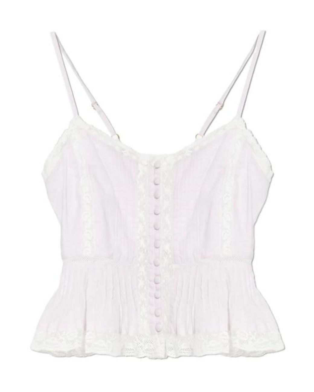 LoveShackFancy White Aleni Lace Peplum Top