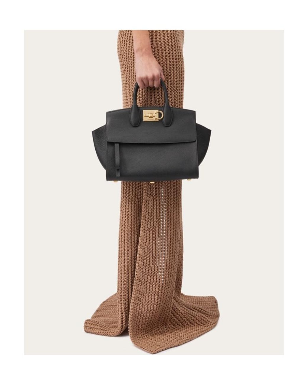 Ferragamo Black Ferragamo Studio Gancini Tote Bag