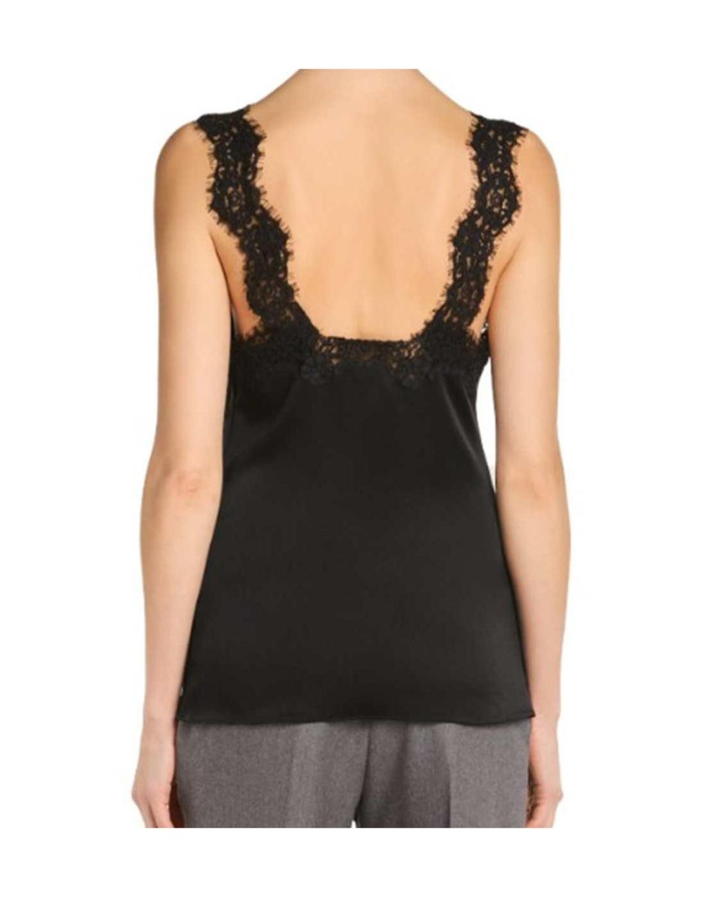 Stella McCartney Blue Lace-Trim Satin Top