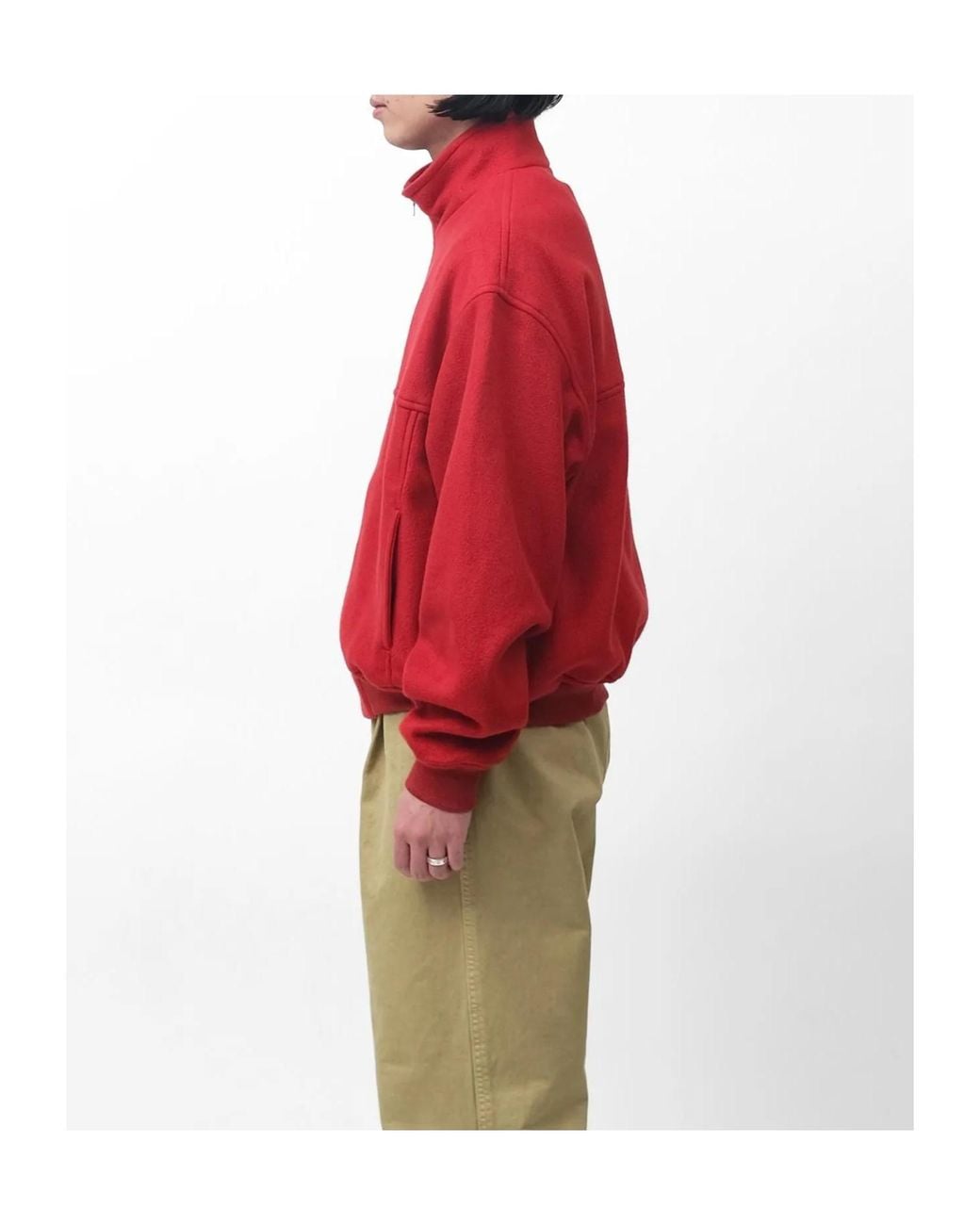 Auralee Red Stand-Collar Zip-Up Casual Jacket for men