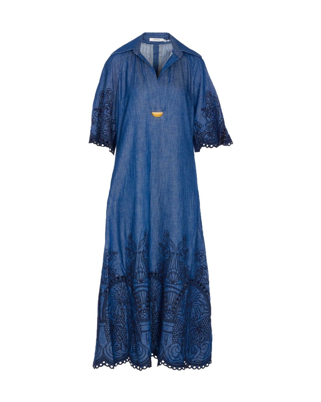 Zimmermann Blue Coco Embroidered Denim Dress