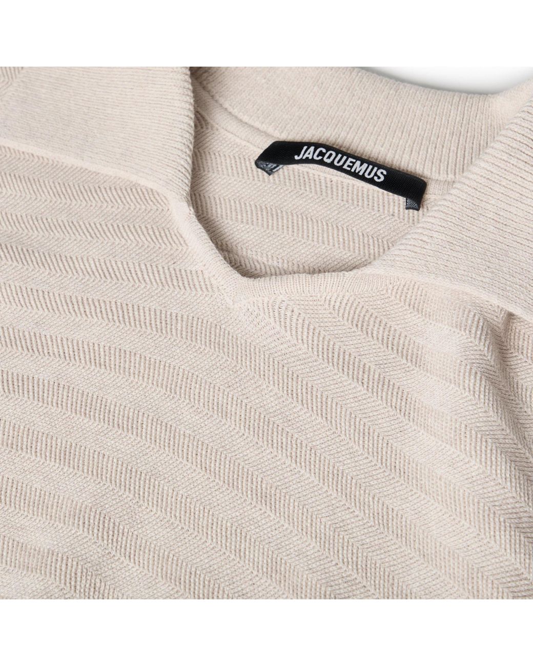 Jacquemus White Short-Sleeved Knit Polo Shirt for men