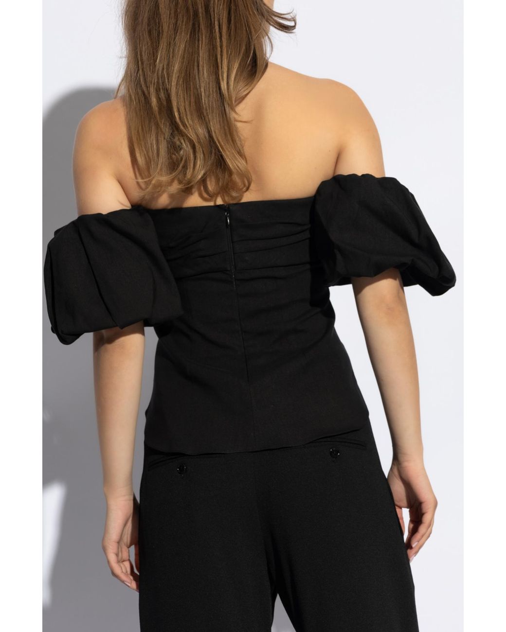 Isabel Marant Black Daniela Detachable-Sleeved Strapless Blouse