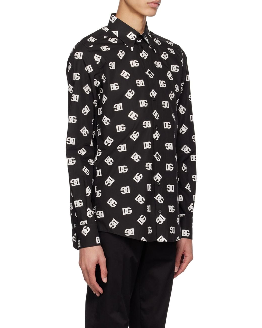 Dolce & Gabbana Black Allover Dg Printed Buttoned Shirt for men
