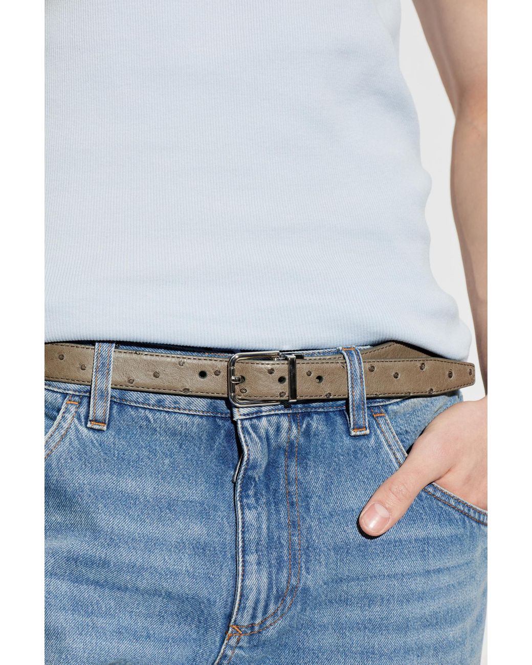 Dolce & Gabbana White Patterned Buckle Belt