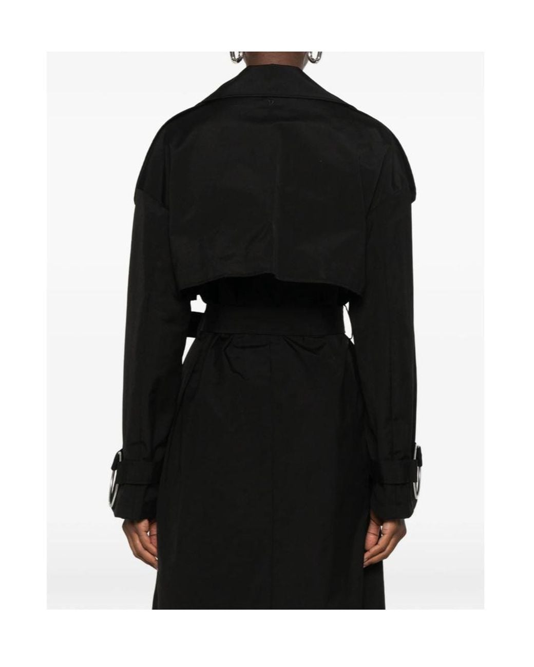 Dondup Black Long-Sleeve Belted Trench Coat