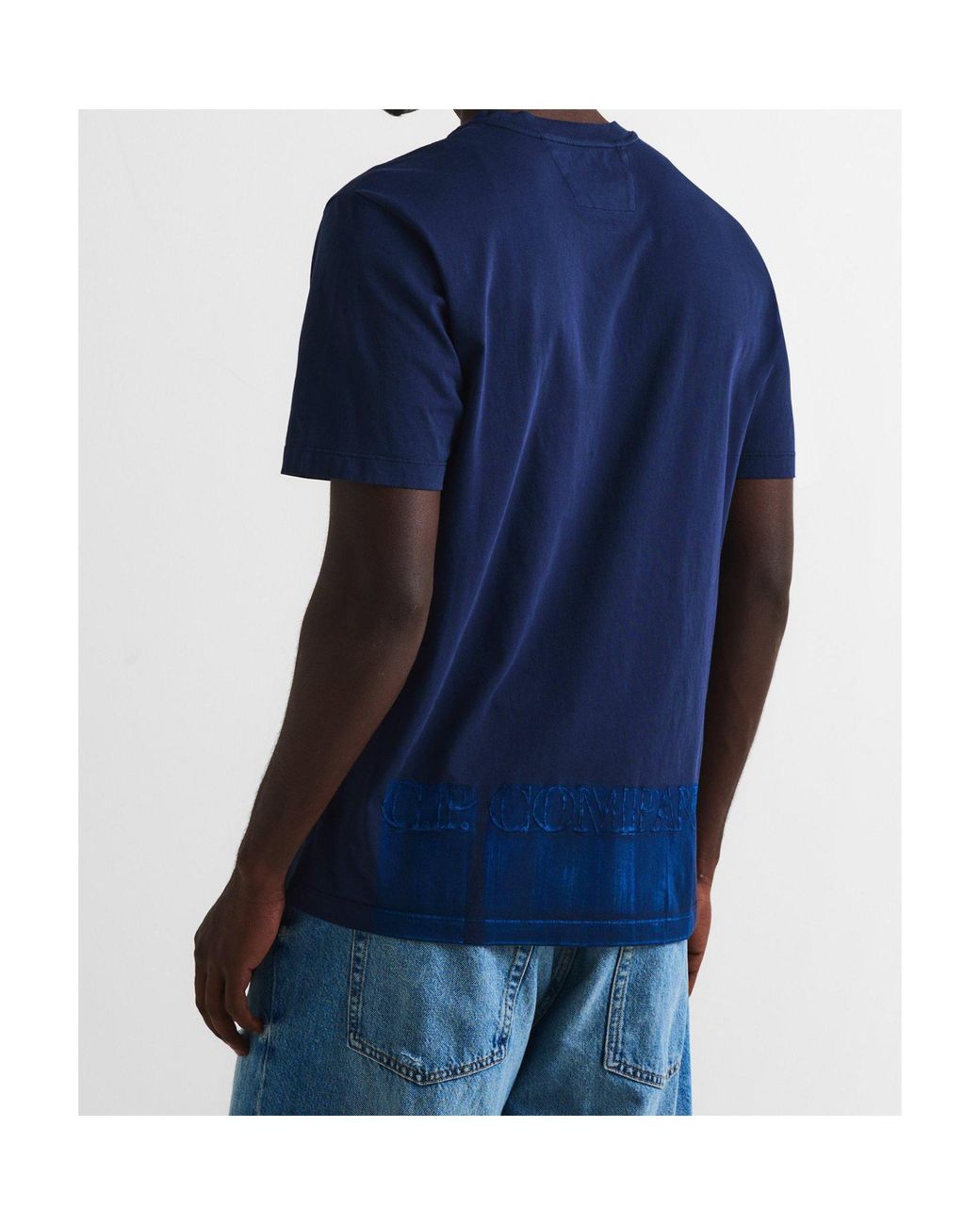C P Company Blue Logo Crew Neck T-Shirt for men