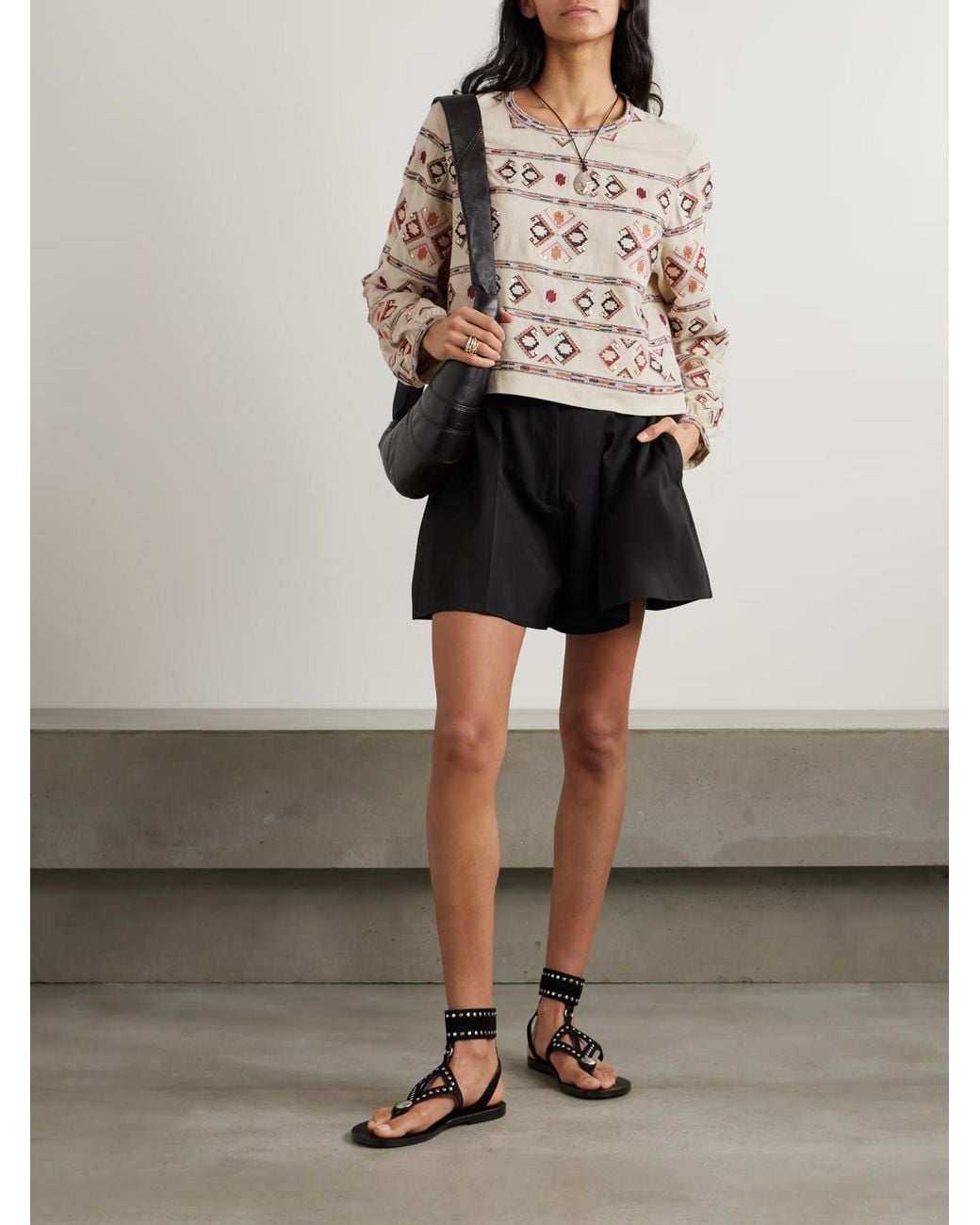 Isabel Marant Natural Zeyna Sequined Embroidered Top