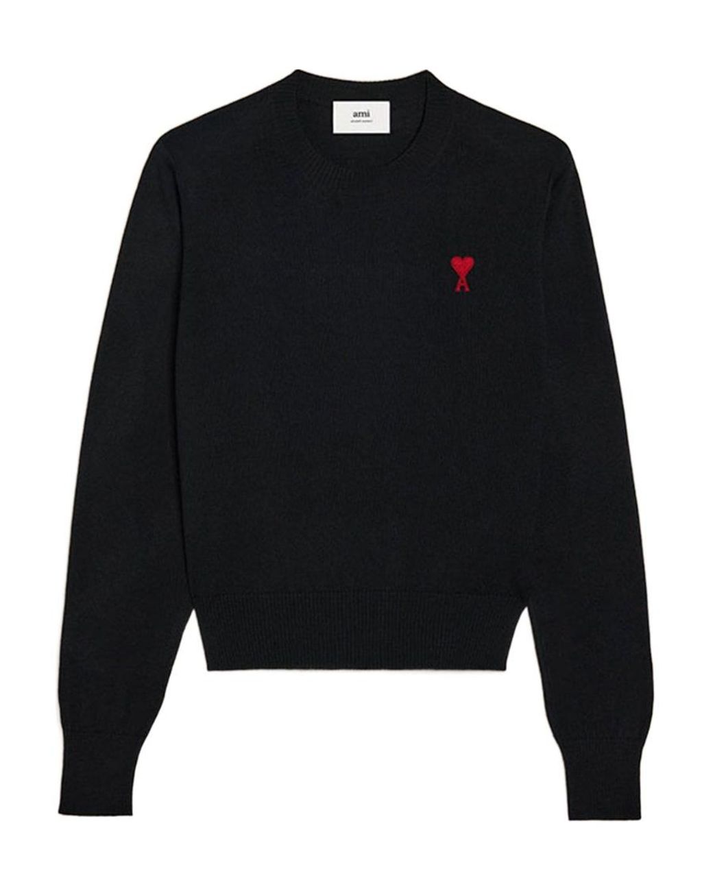 AMI Black Logo Embroidered Crewneck Jumper for men