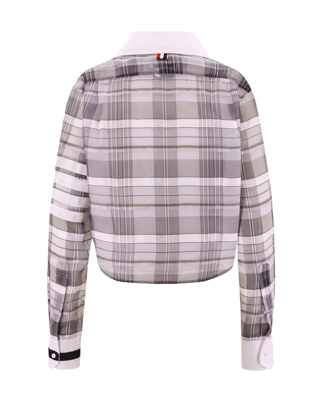 Thom Browne White Checked Cropped Shirt for men