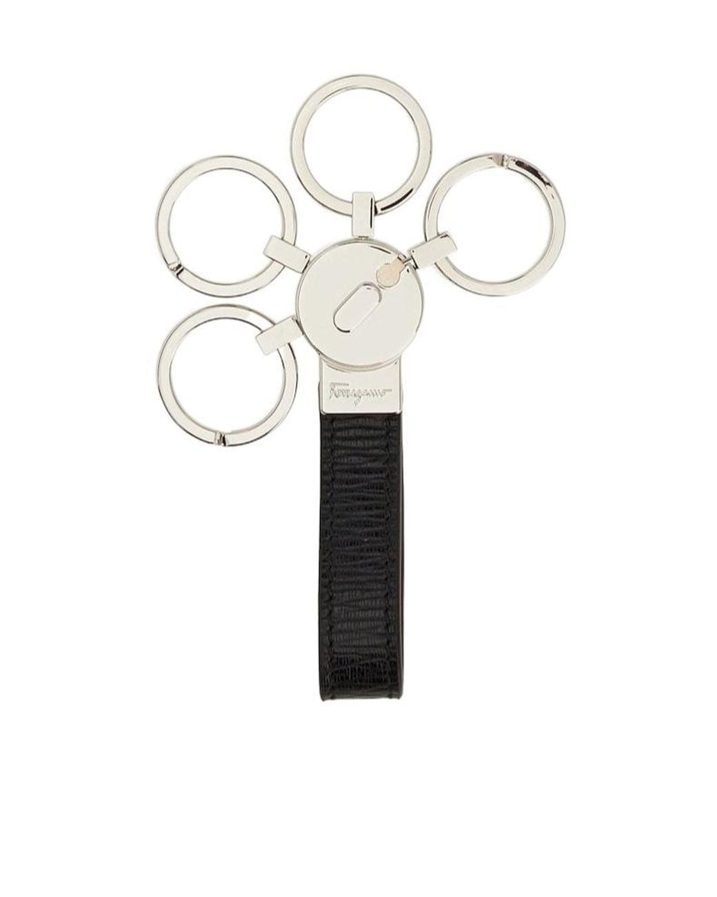 Ferragamo White Ferragamo Logo Engraved Keyring for men