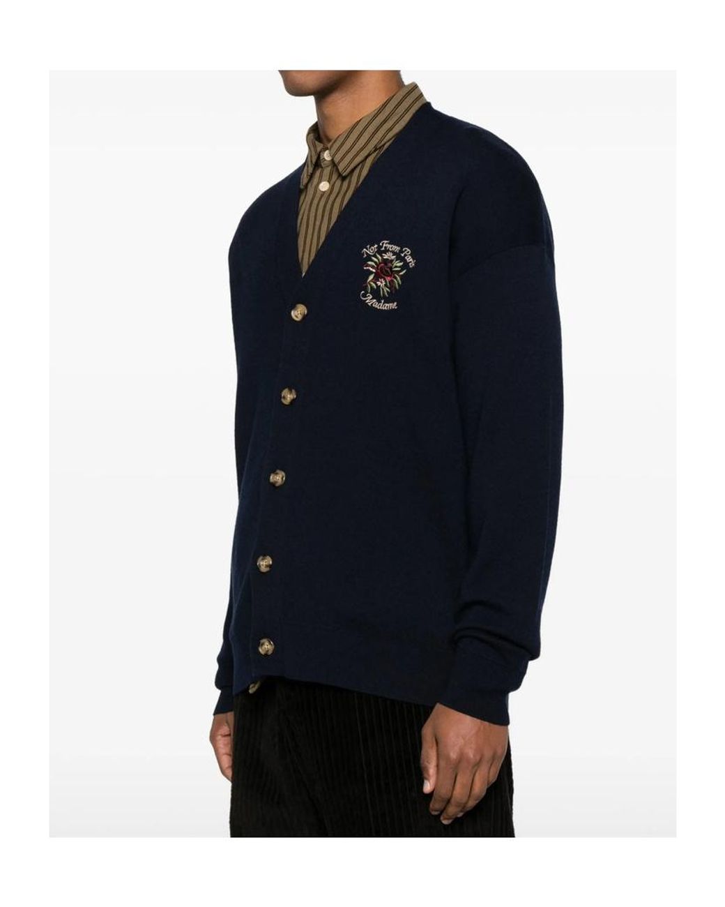 Drole de Monsieur Black Long Sleeve Knitted Cardigan for men