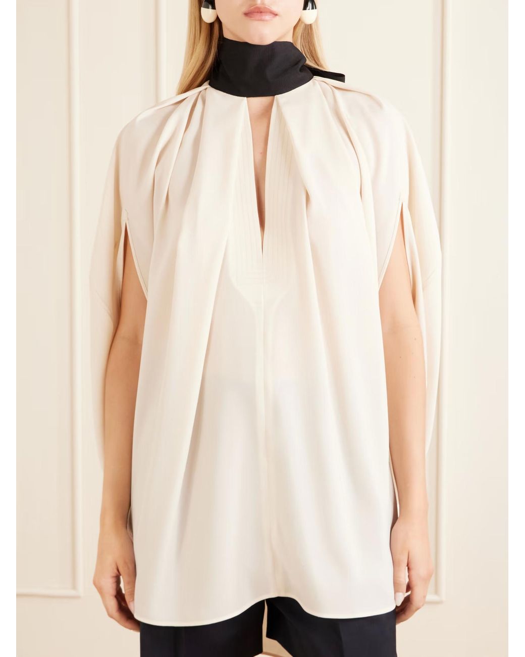 Lanvin White Bow-Decorated Crepe Backless Top