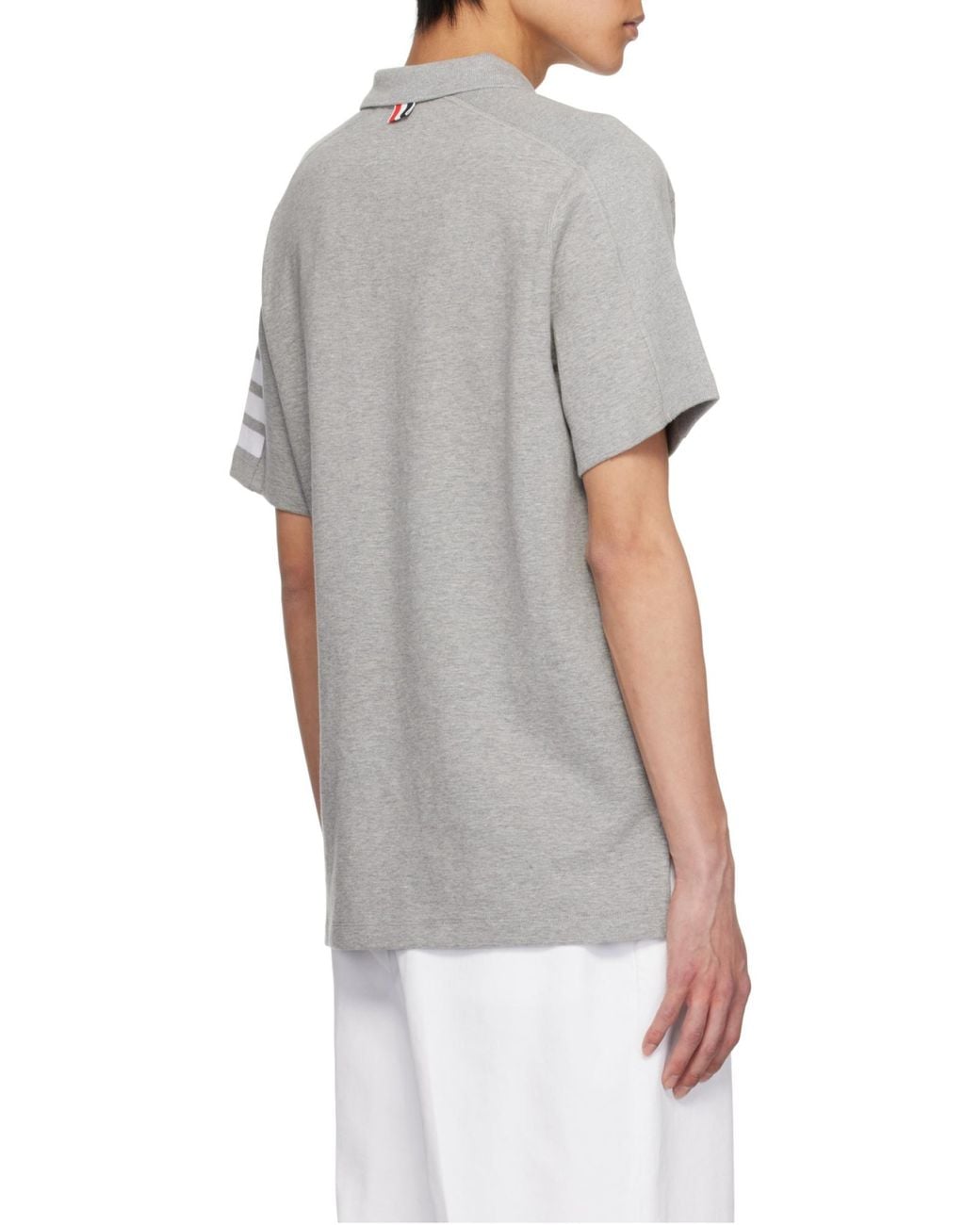 Thom Browne White Bar Short Sleeve Polo Shirt for men
