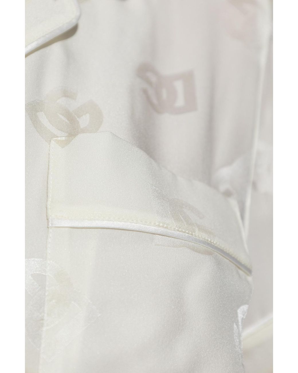 Dolce & Gabbana White All-Over Dg Logo Jacquard Satin Shirt