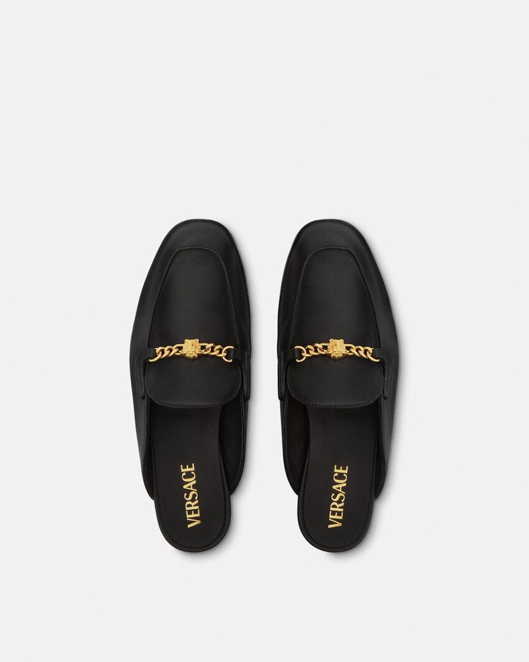 Versace Black Medusa Round-Toe Slippers