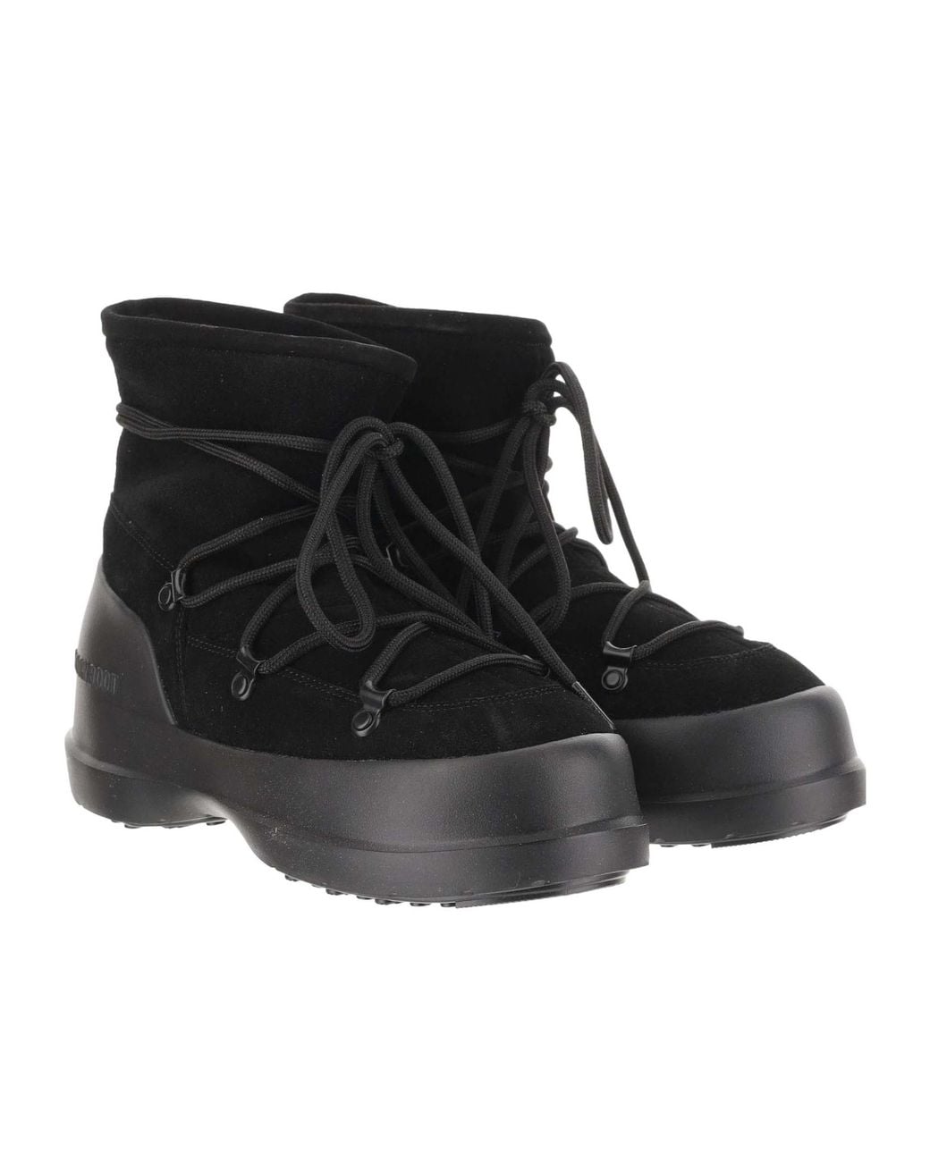 Moon Boot Black Luna Logo Embossed Boots
