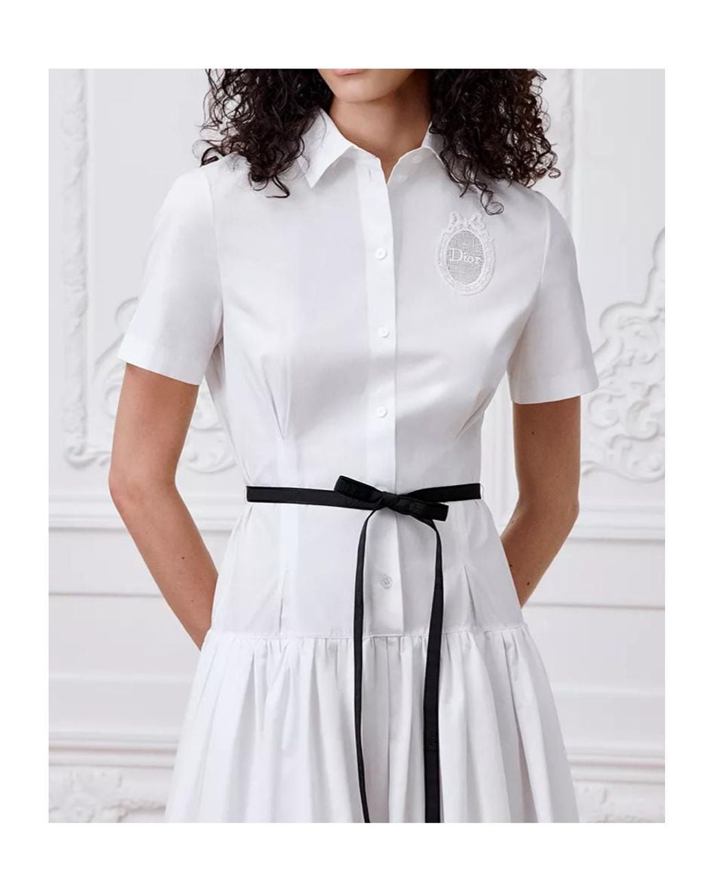 Dior White Mid-Length Médaillon Shirtdress