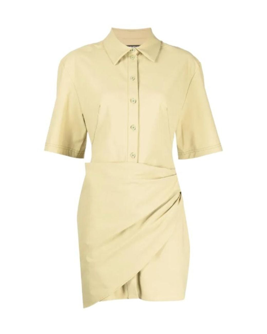 Jacquemus Yellow Gathered-Detail Shirt Dress