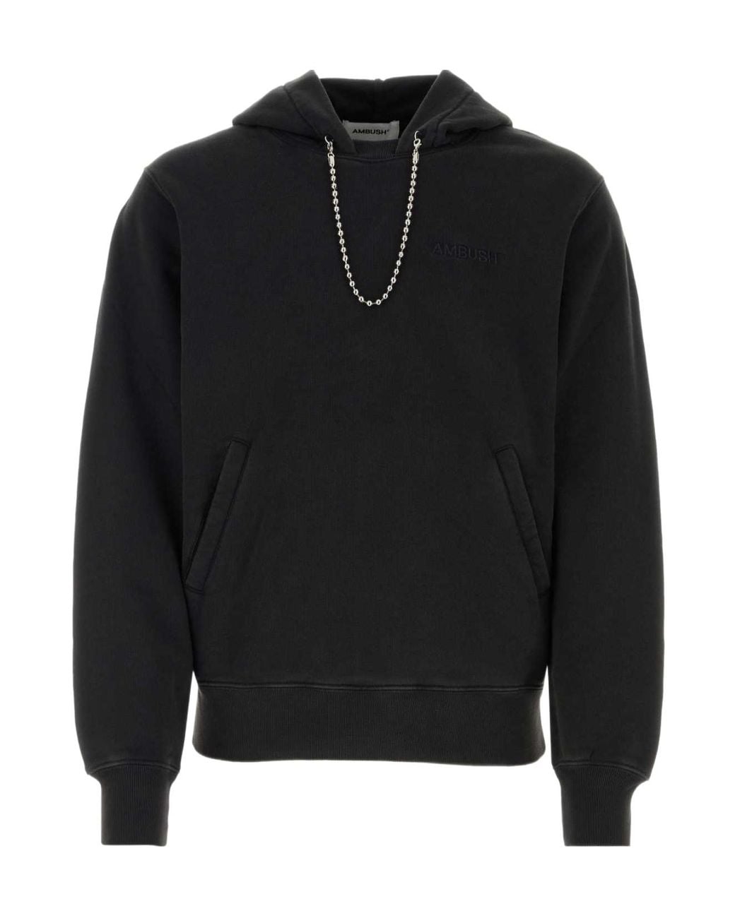 Ambush Black Ballchain-Detail Cotton Hoodie for men