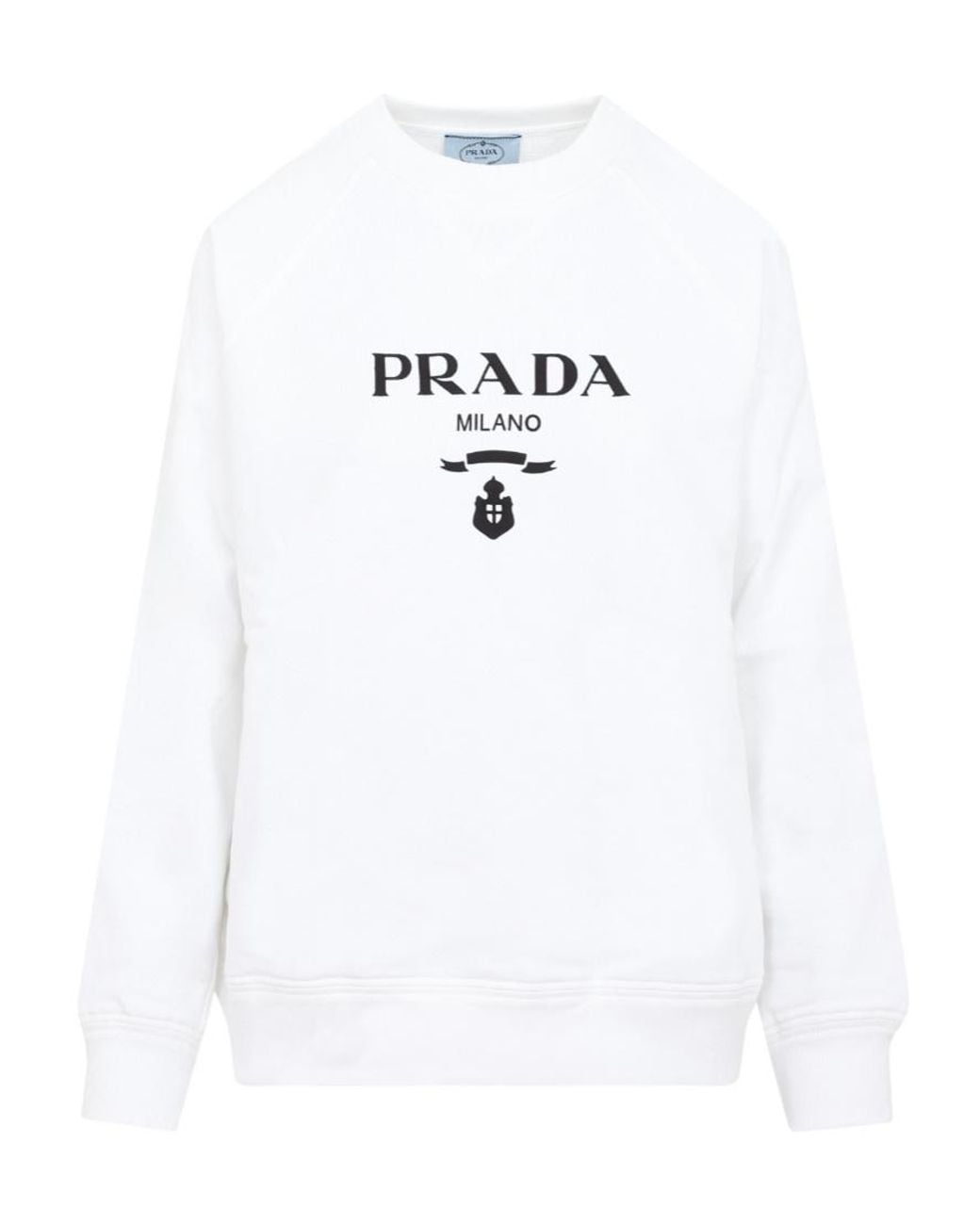 Prada White Logo-Print Cotton Sweatshirt