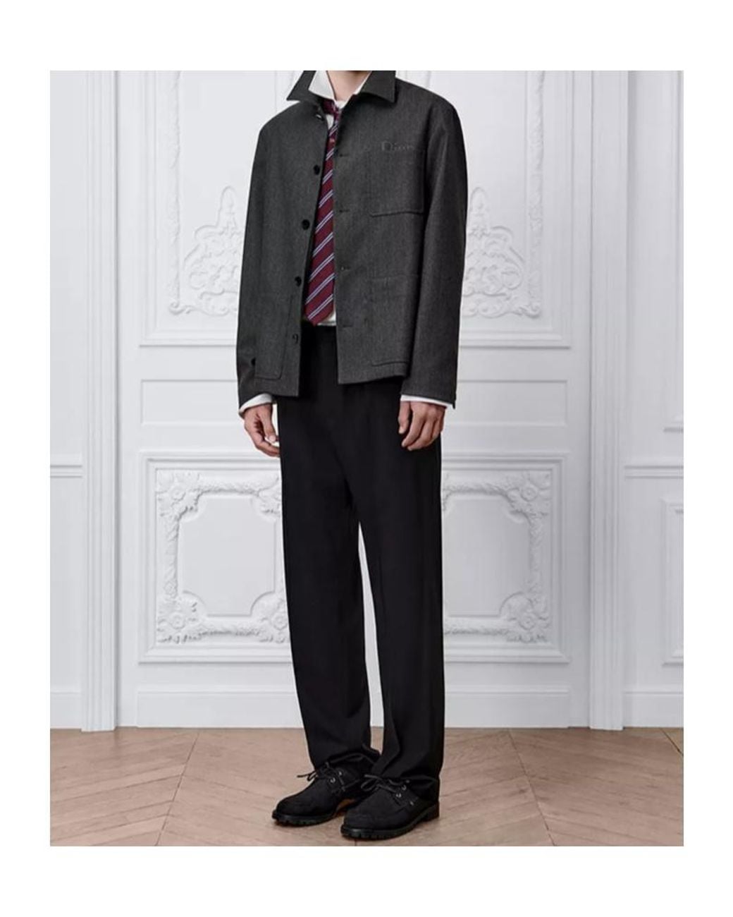Dior Gray Workwear Jacket With Embroidery for men