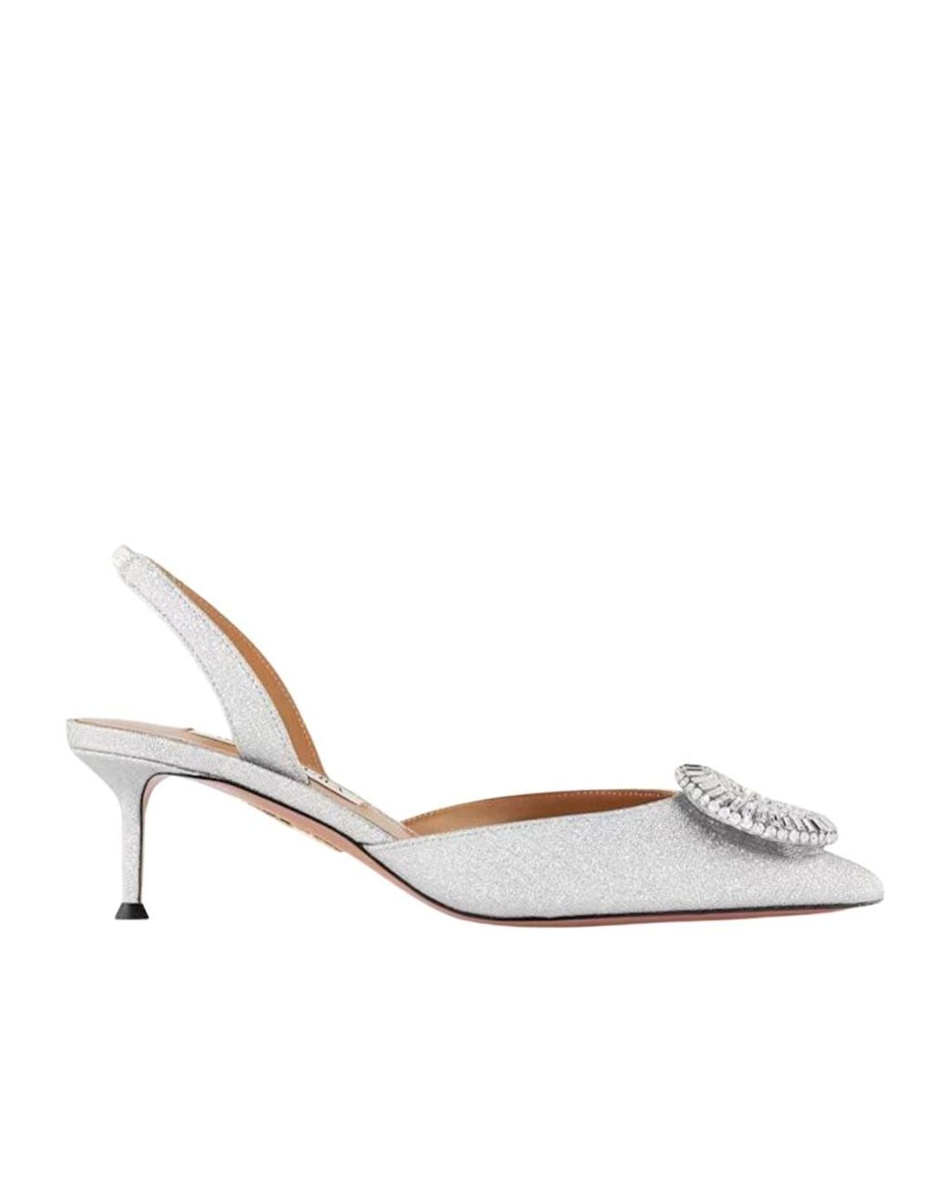 Aquazzura White 105Mm Crystal Hoop Sling Pumps