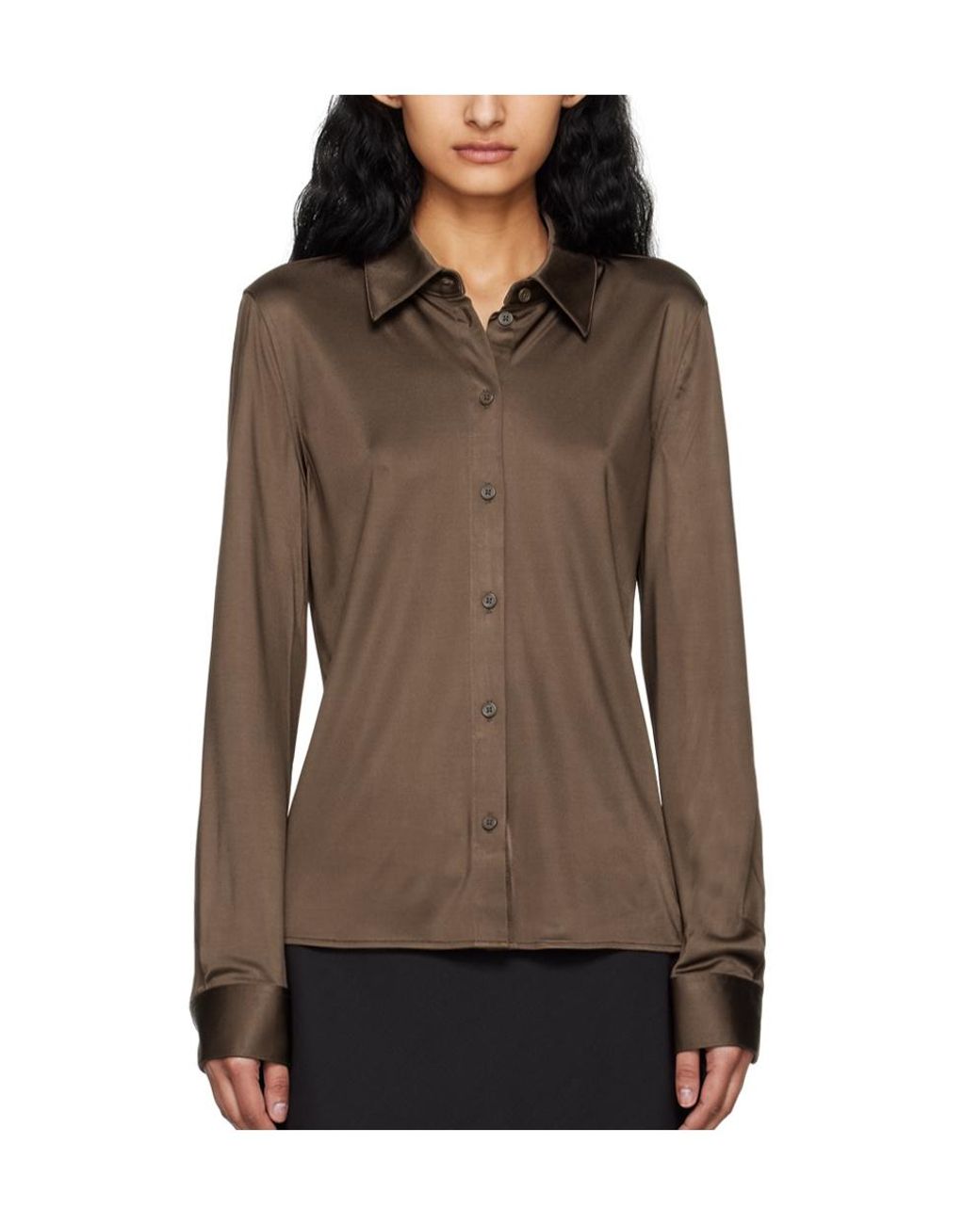 Helmut Lang Brown Button-Up Shirt