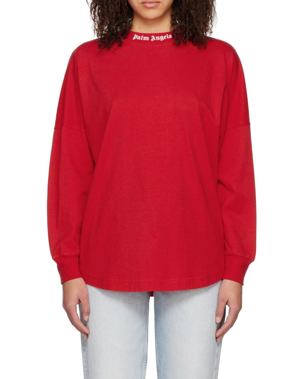Palm Angels Red Logo-Print Cotton T-Shirt