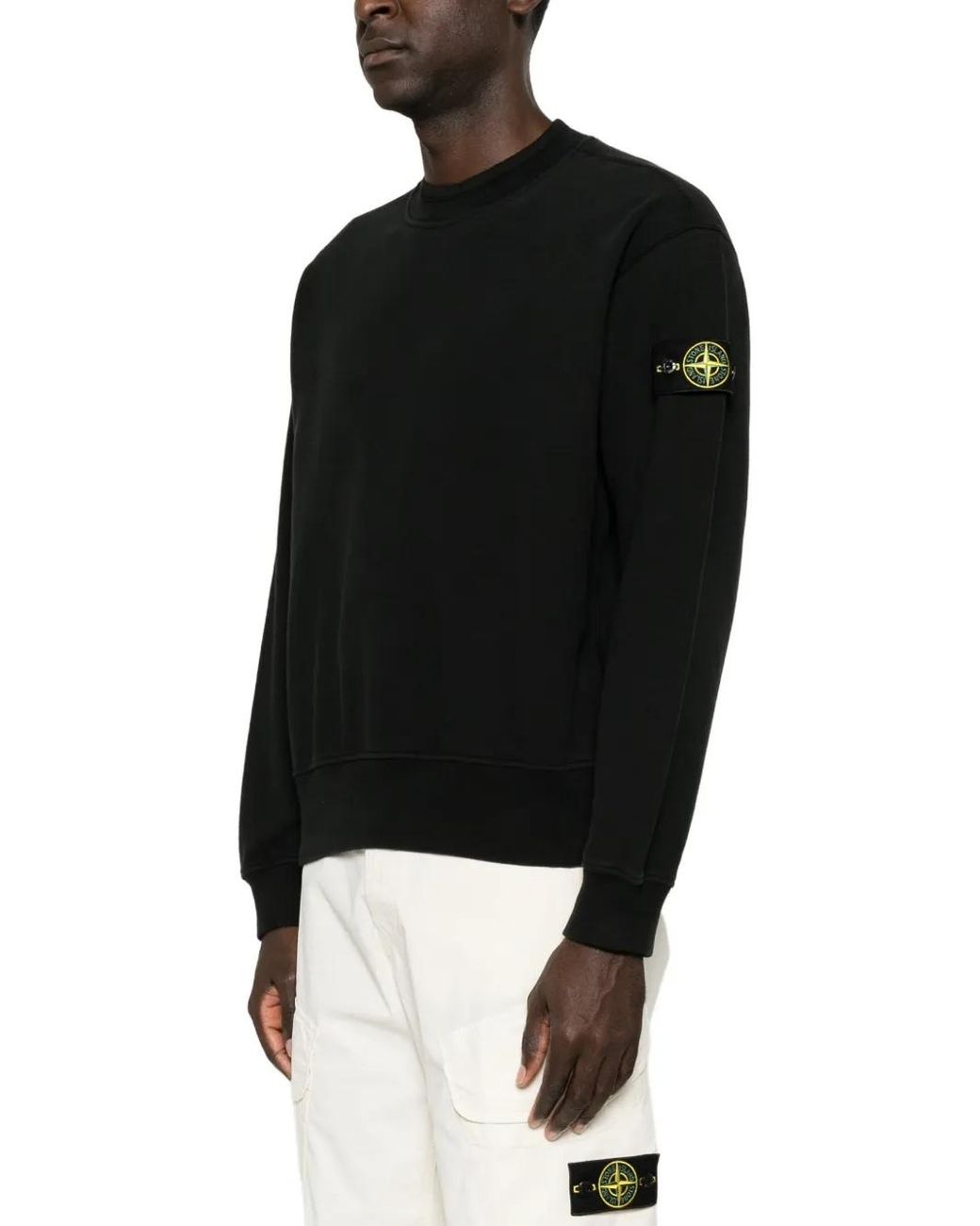 Stone Island Black Logo Patch Long-Sleeved Sweatshirt for men
