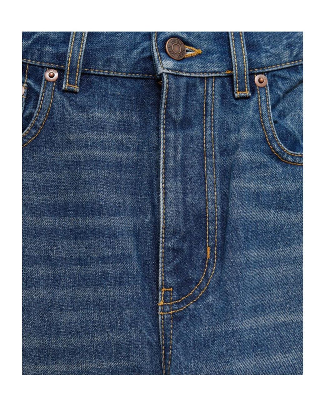 Chloé Blue Chloé Logo Patch Flared Jeans