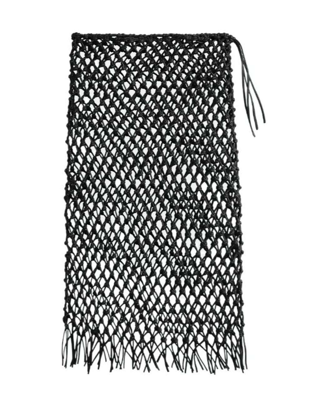 Frankie Shop Black Fringed Skirt