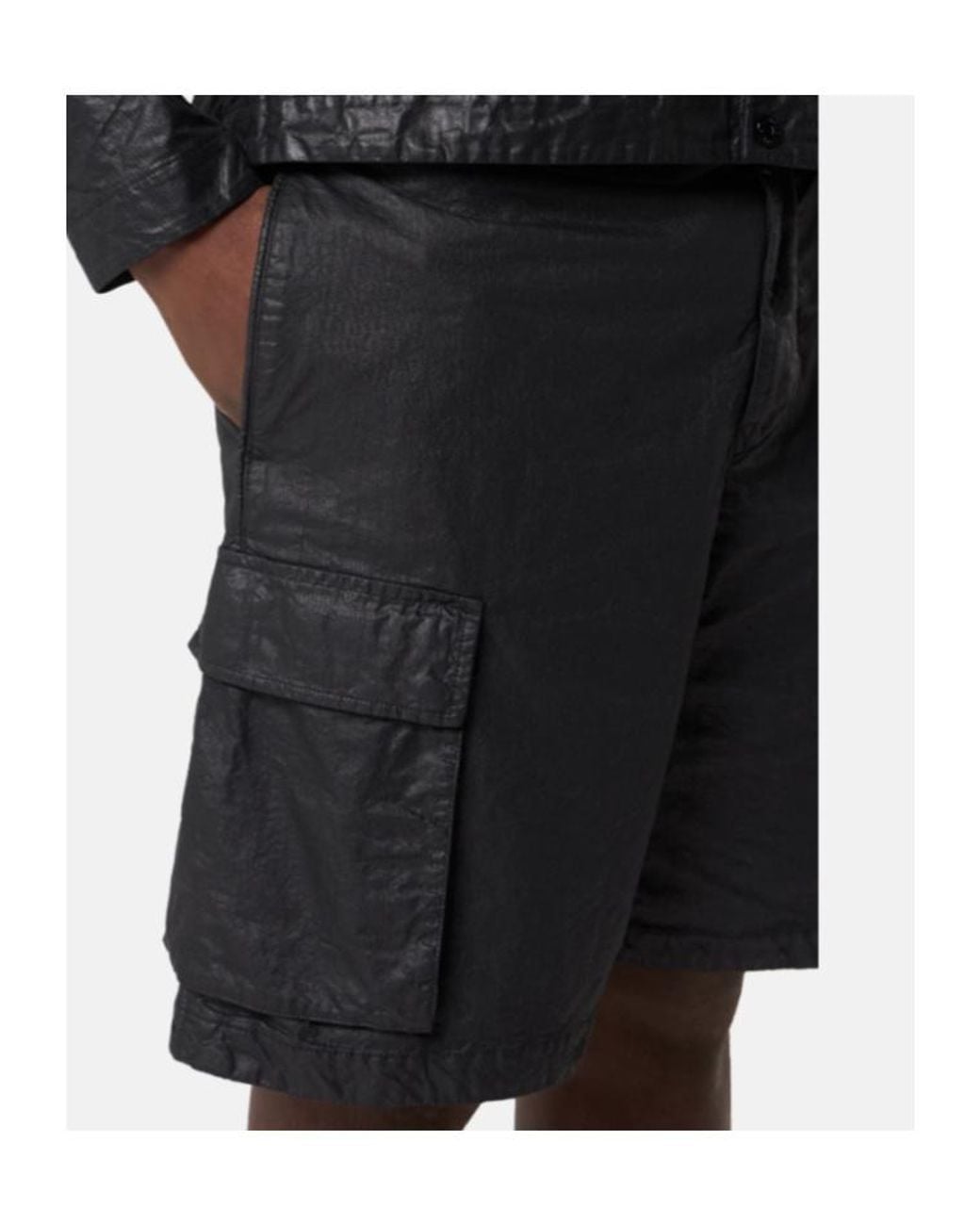Stone Island Black Logo Patch Cargo Shorts for men