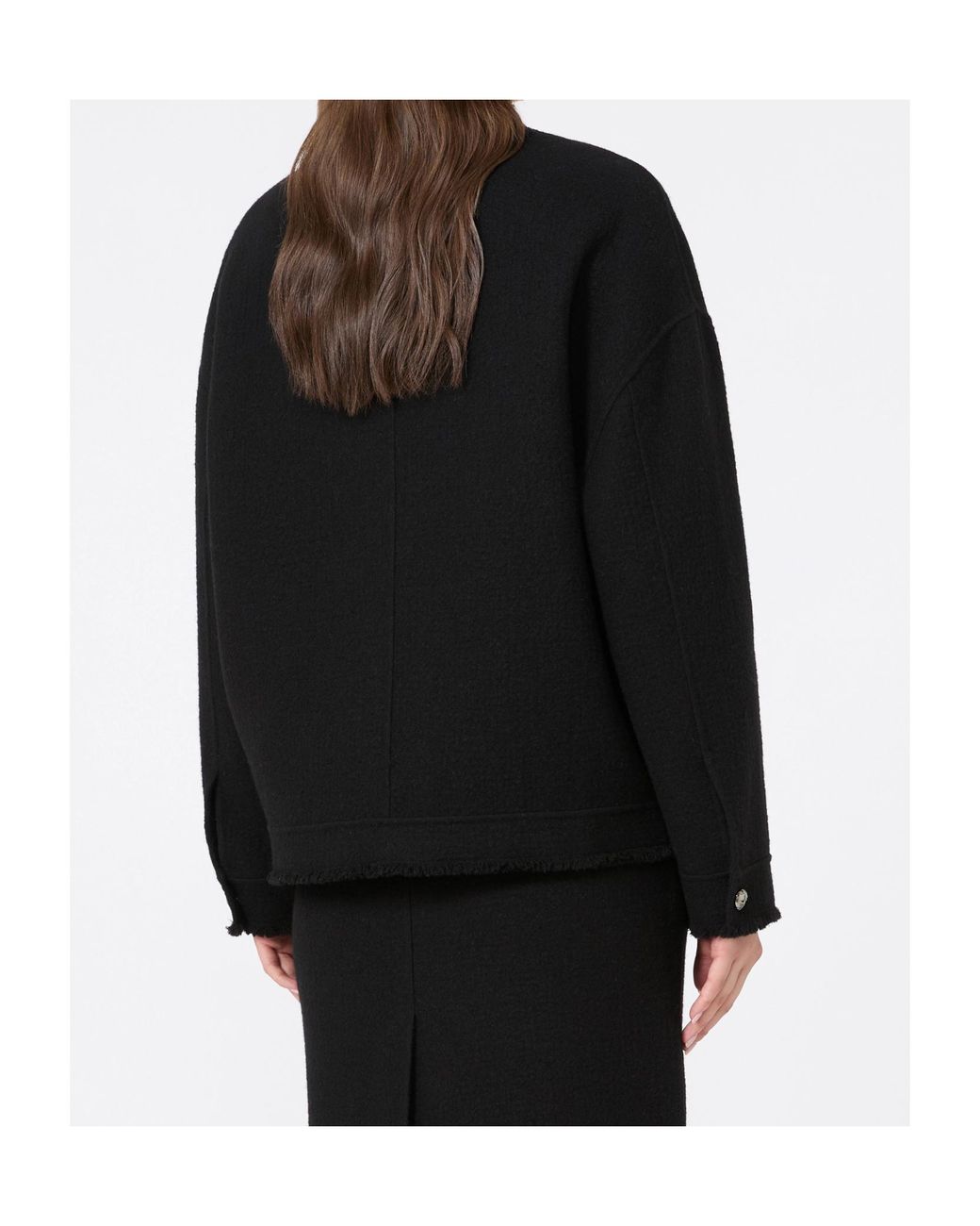 Max Mara Black Double Jersey Wool Bomber Jacket