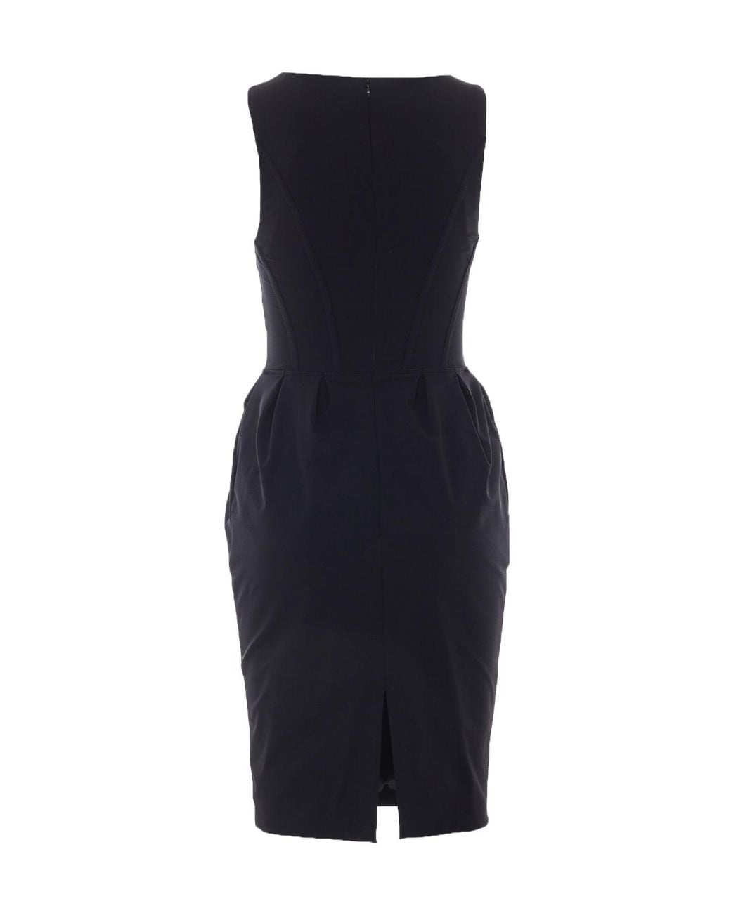 Elisabetta Franchi Black Zip-Front Sleeveless Dress