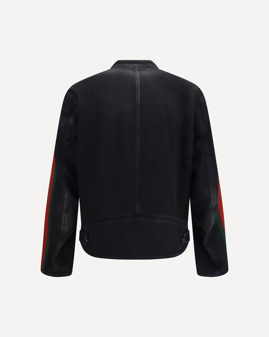 Gucci Black Web Detailed Denim Biker Jacket for men