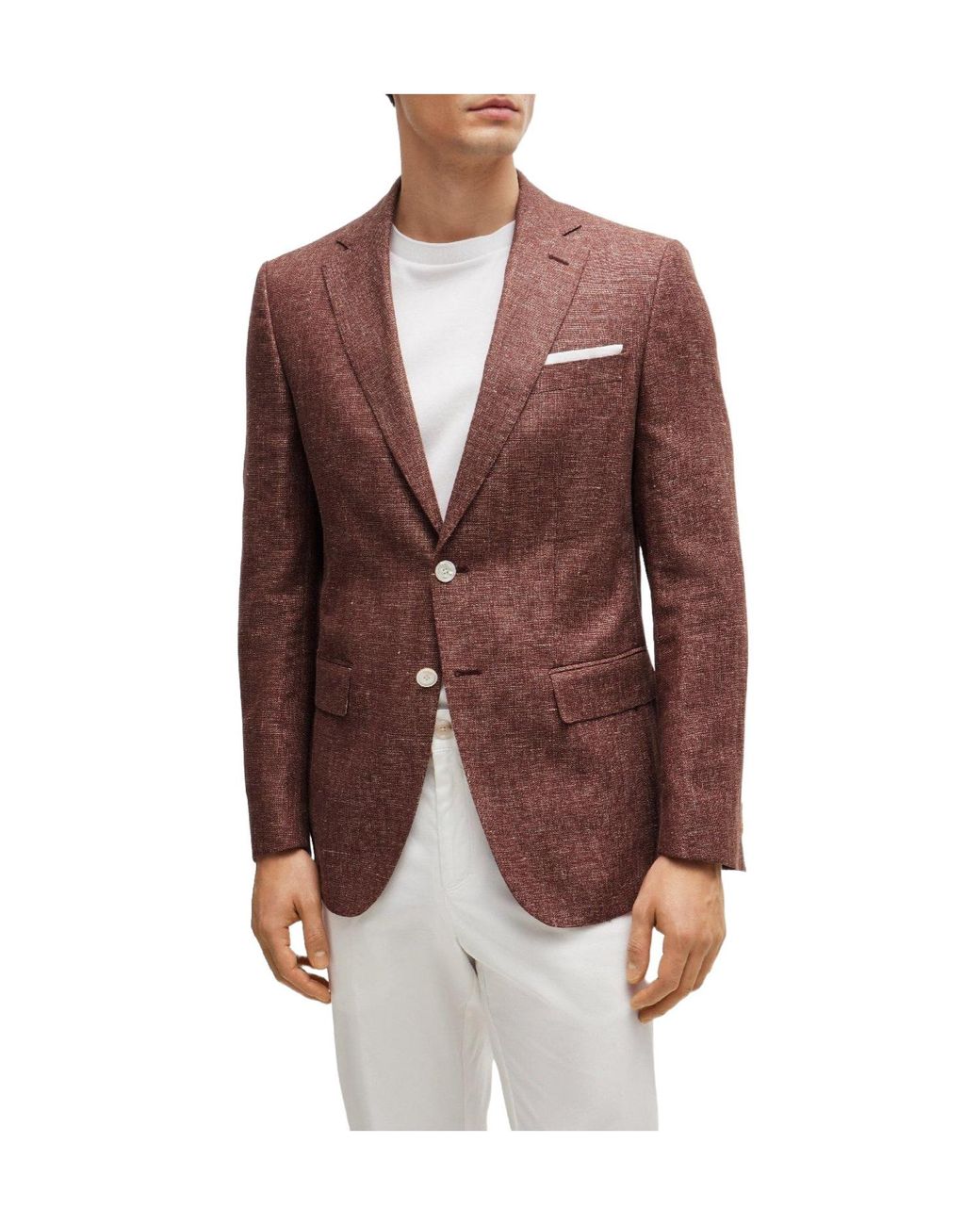 Boss Brown Single-Breasted Blazer for men