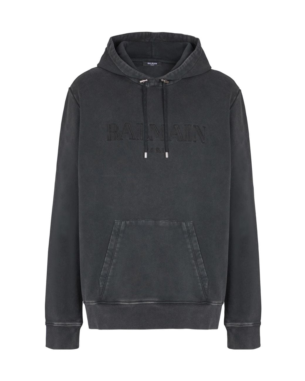 Balmain Black Vintage Logo Embroidered Hoodie for men