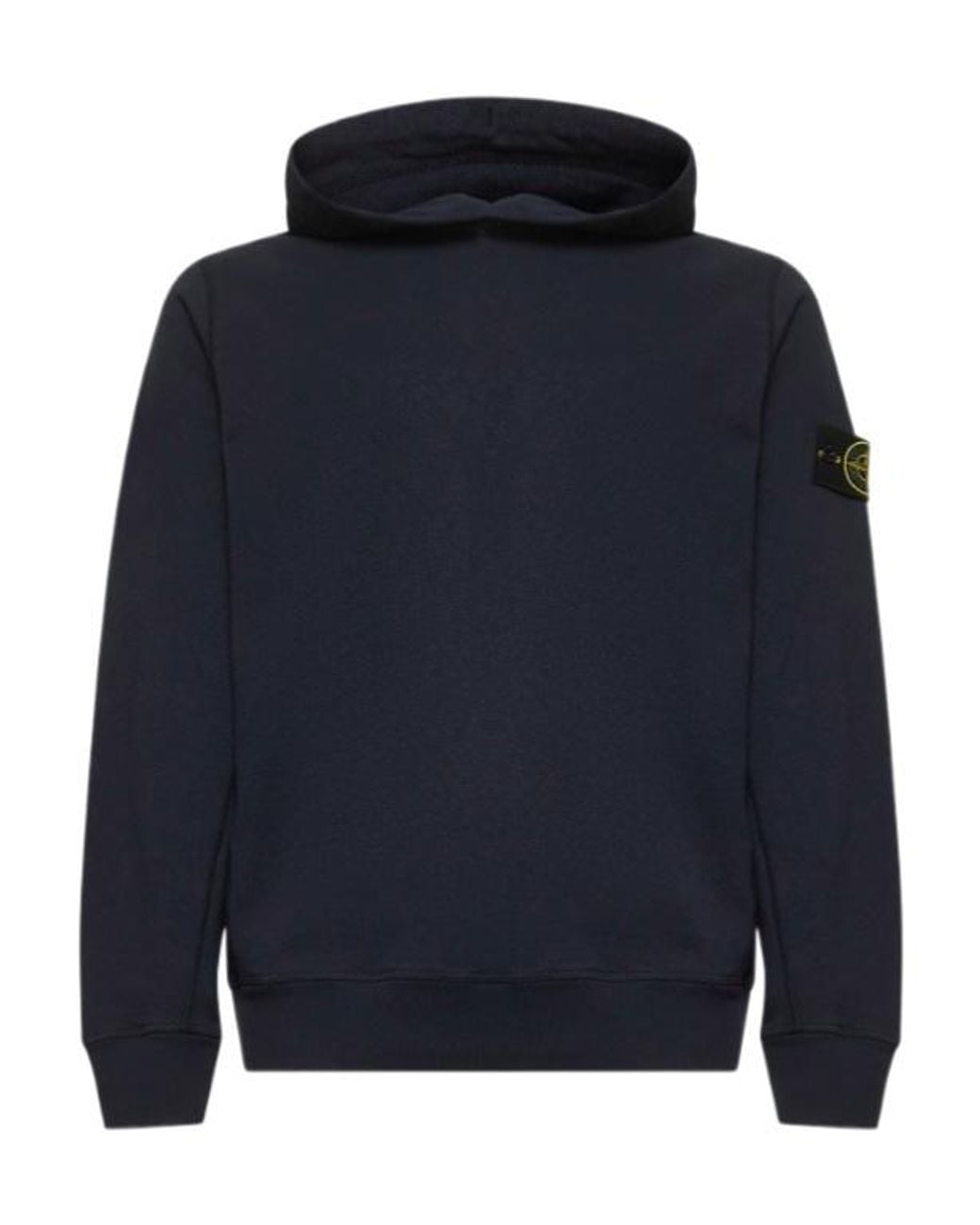 Stone Island Blue Logo Patch Long-Sleeved Hoodie for men