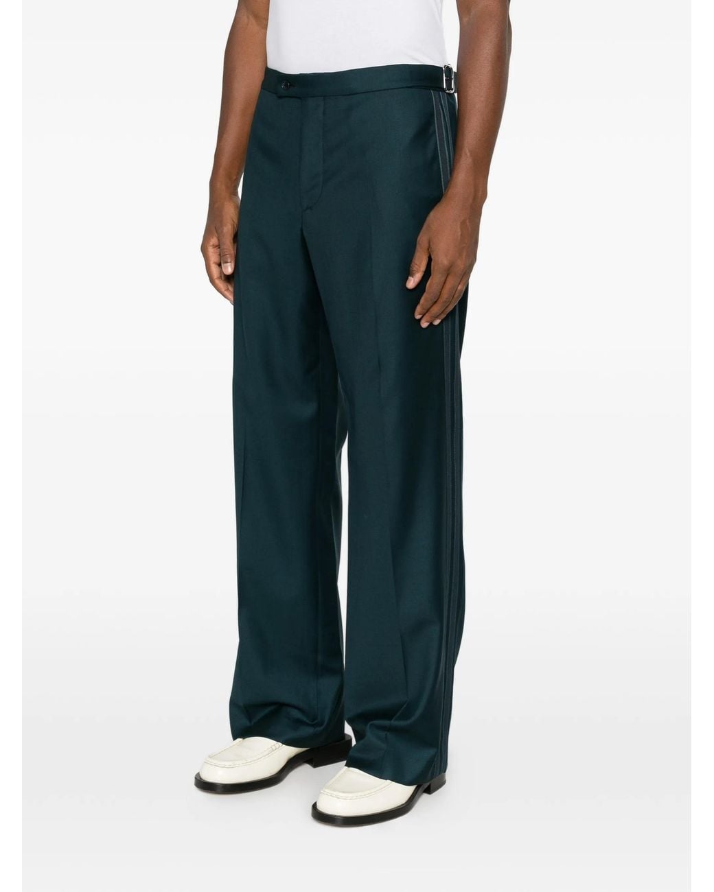 Casablanca Blue Buckle-Fastening Side-Stripe Trousers for men
