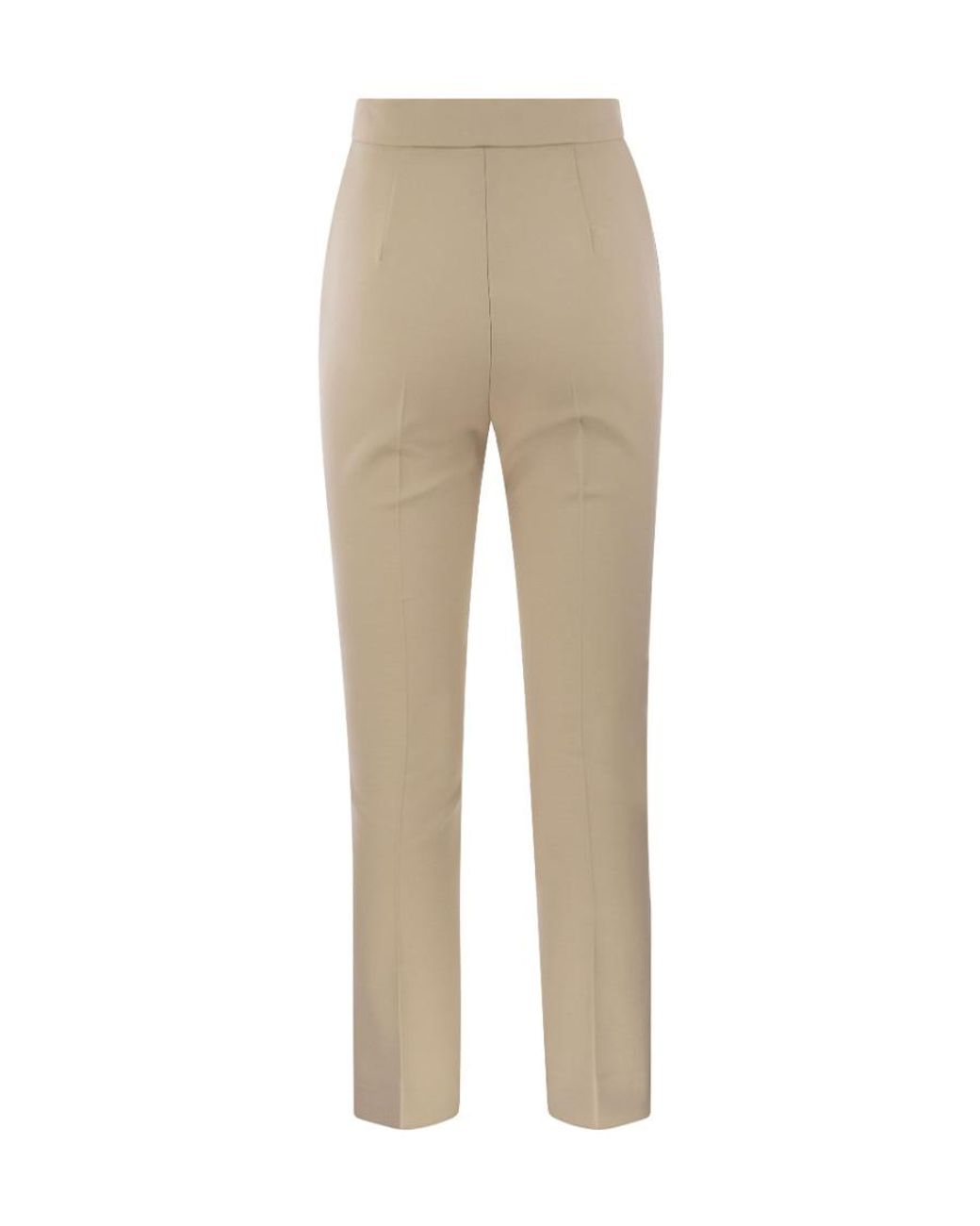 Max Mara Natural Nepeta Wool Crepe Tailored Pants